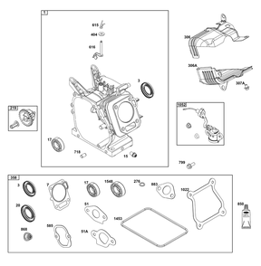 Cylinder Group Diagram and Parts List for 12V337-0144-F1 100000 - 19Z999 Briggs and Stratton Engine